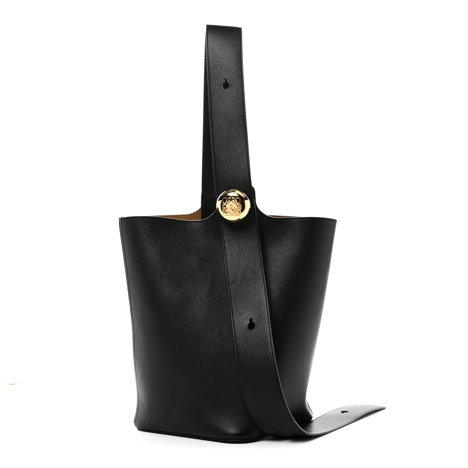Loewe Smooth Calfskin Medium Pebble Bucket Bag Black 1 of 9