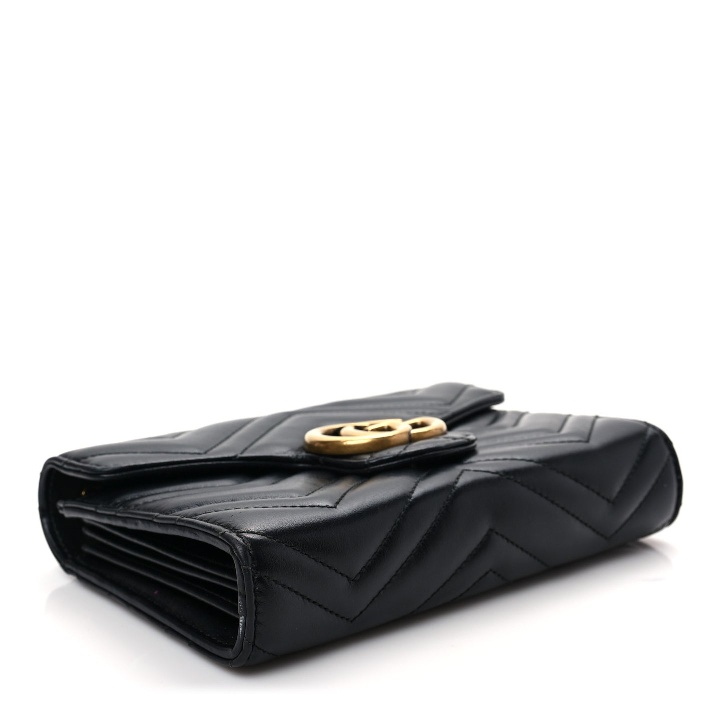 Calfskin Matelasse GG Marmont Chain Wallet Black