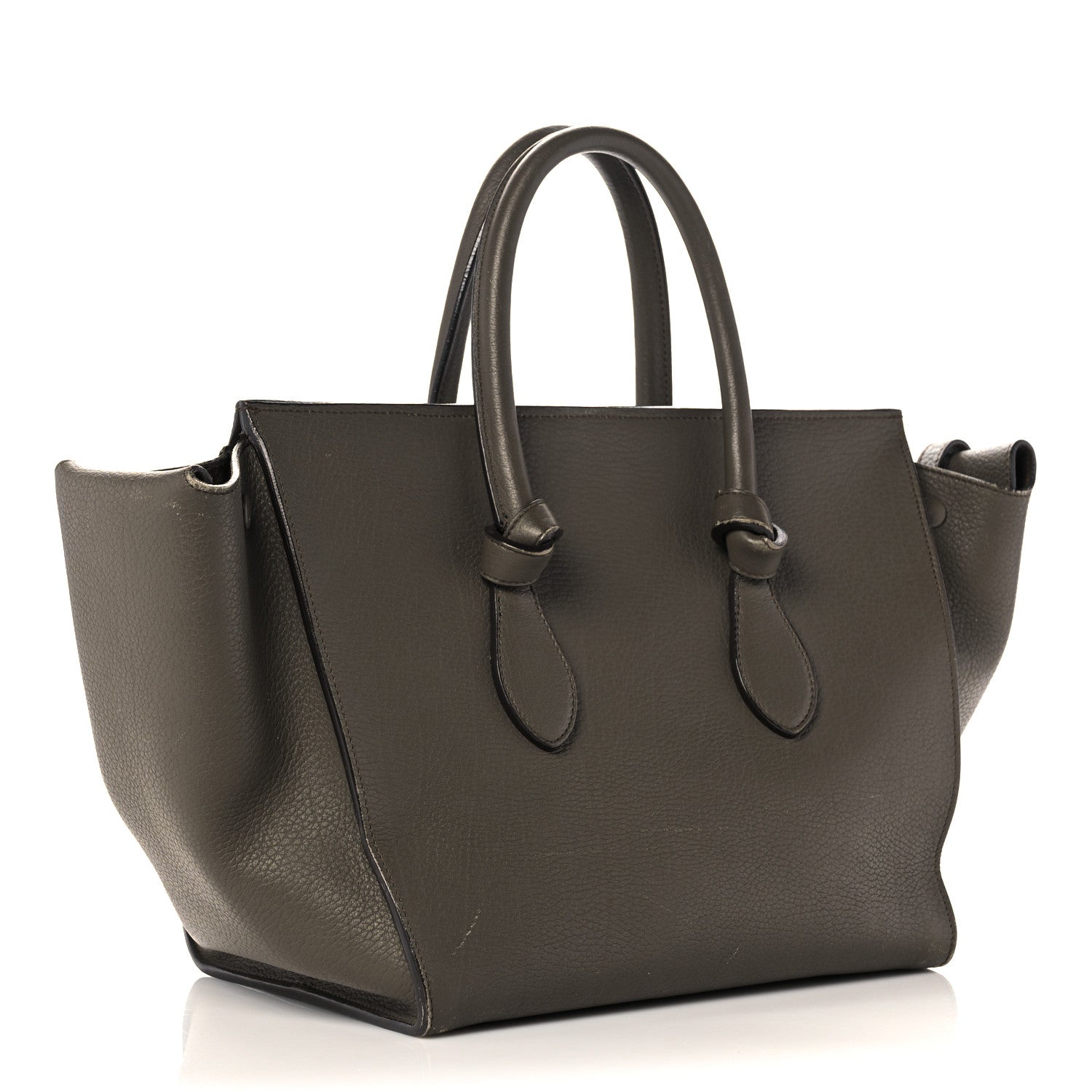 Celine Crisped Calfskin Small Tie Knot Tote Dark Khaki 2 of 39