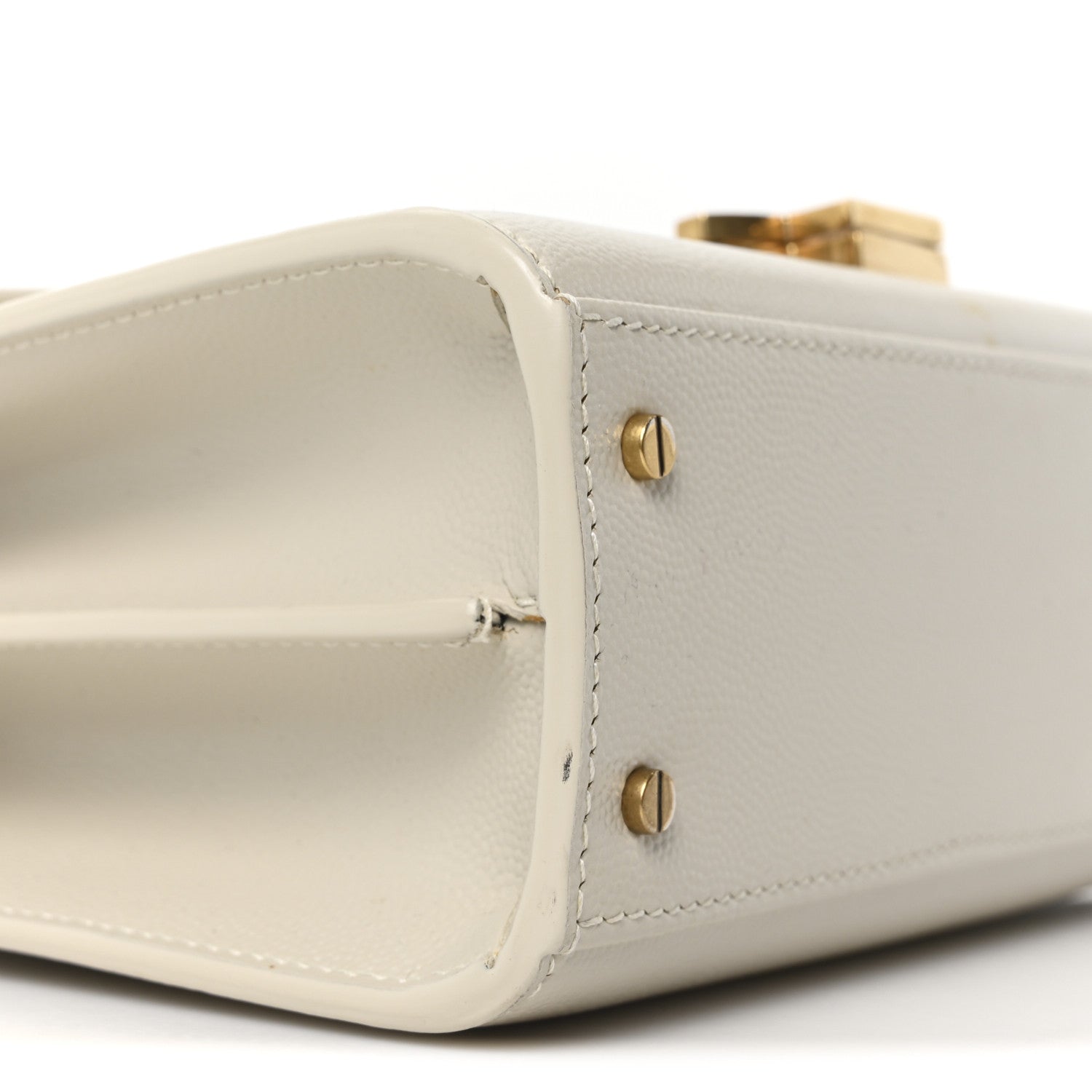 Saint Laurent Grain de Poudre Mini Classic Monogram Cassandra Top Handle Vintage White 9 of 11