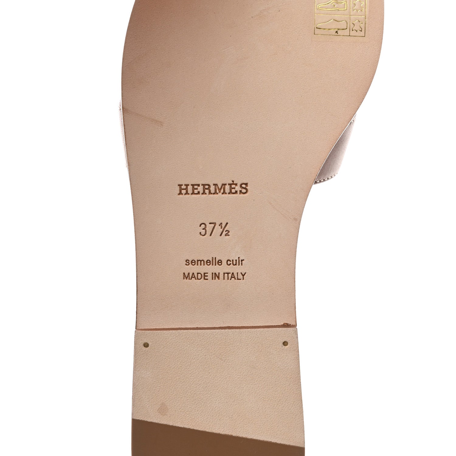 Hermes Box Calfskin Oran Sandals 37.5 Gold 8 of 9