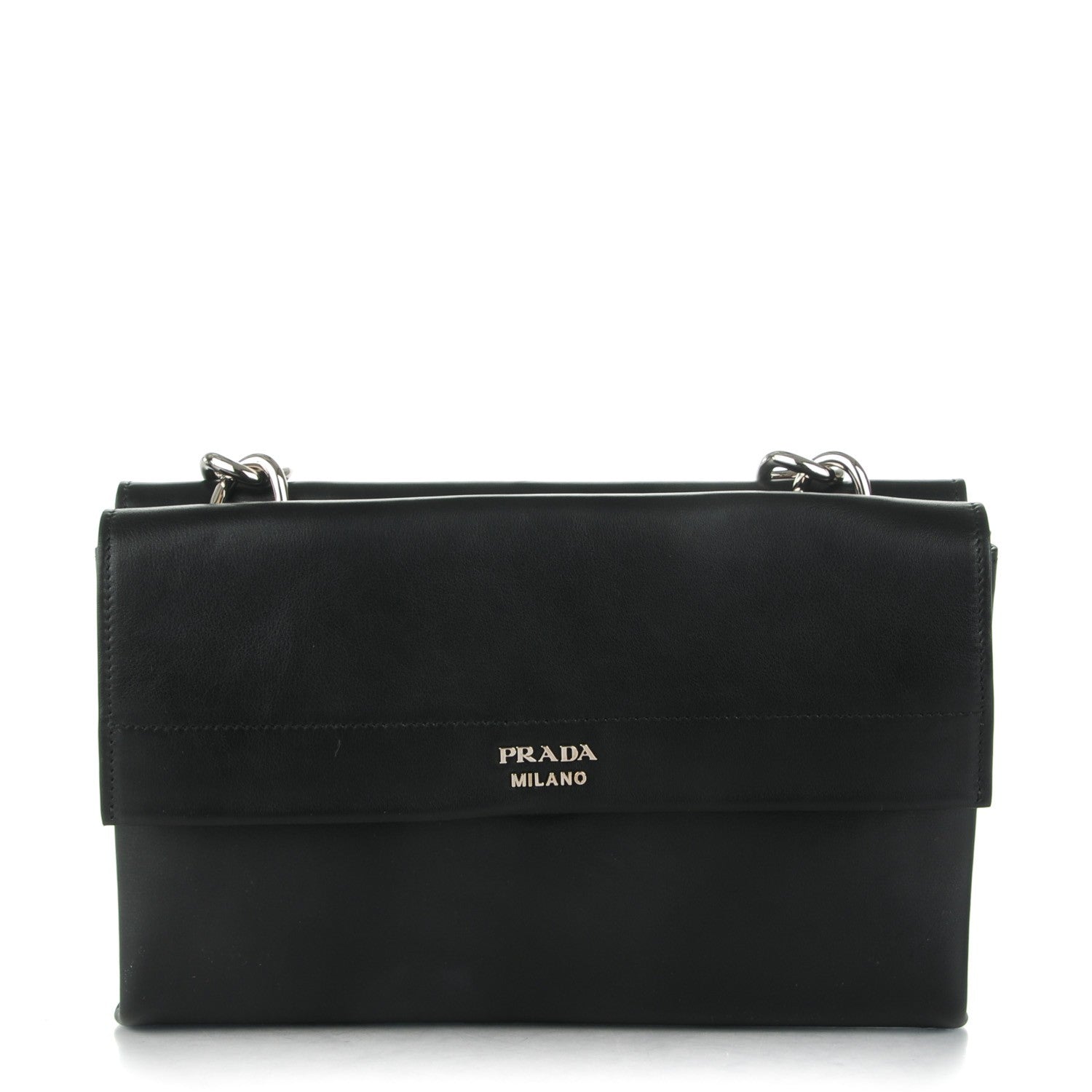 Prada Vitello Soft Chain Horizontal Shoulder Bag Nero Black 1 of 7