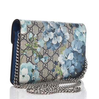 Gucci GG Supreme Monogram Blooms Mini Dionysus Chain Wallet Beige Blue Navy Vintage Blue 3 of 12
