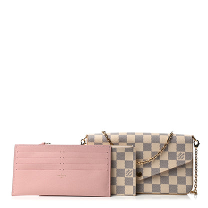 Louis Vuitton Damier Azur Pochette Felicie Chain Wallet Rose Ballerine 1 of 4
