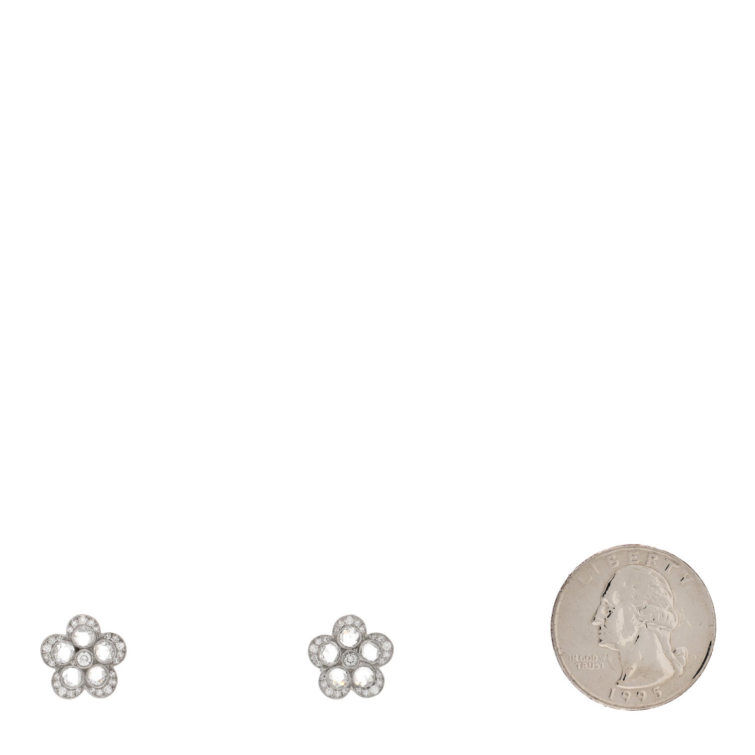 Tiffany Platinum Diamond Enchant Flower Stud Earrings 2 of 5