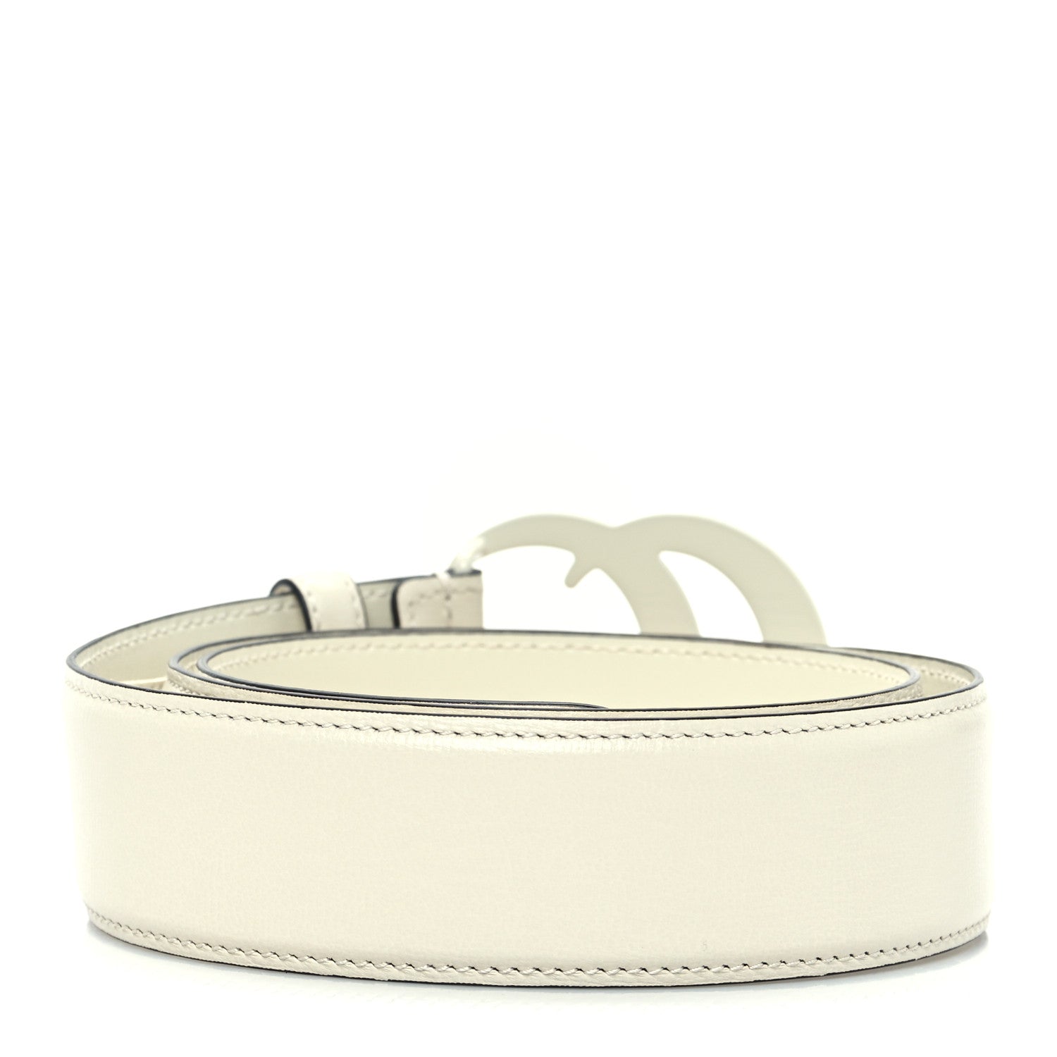 Gucci Azalea Calfskin Enamel Monochrome Double G 40mm Belt 85 34 Mystic White 2 of 5