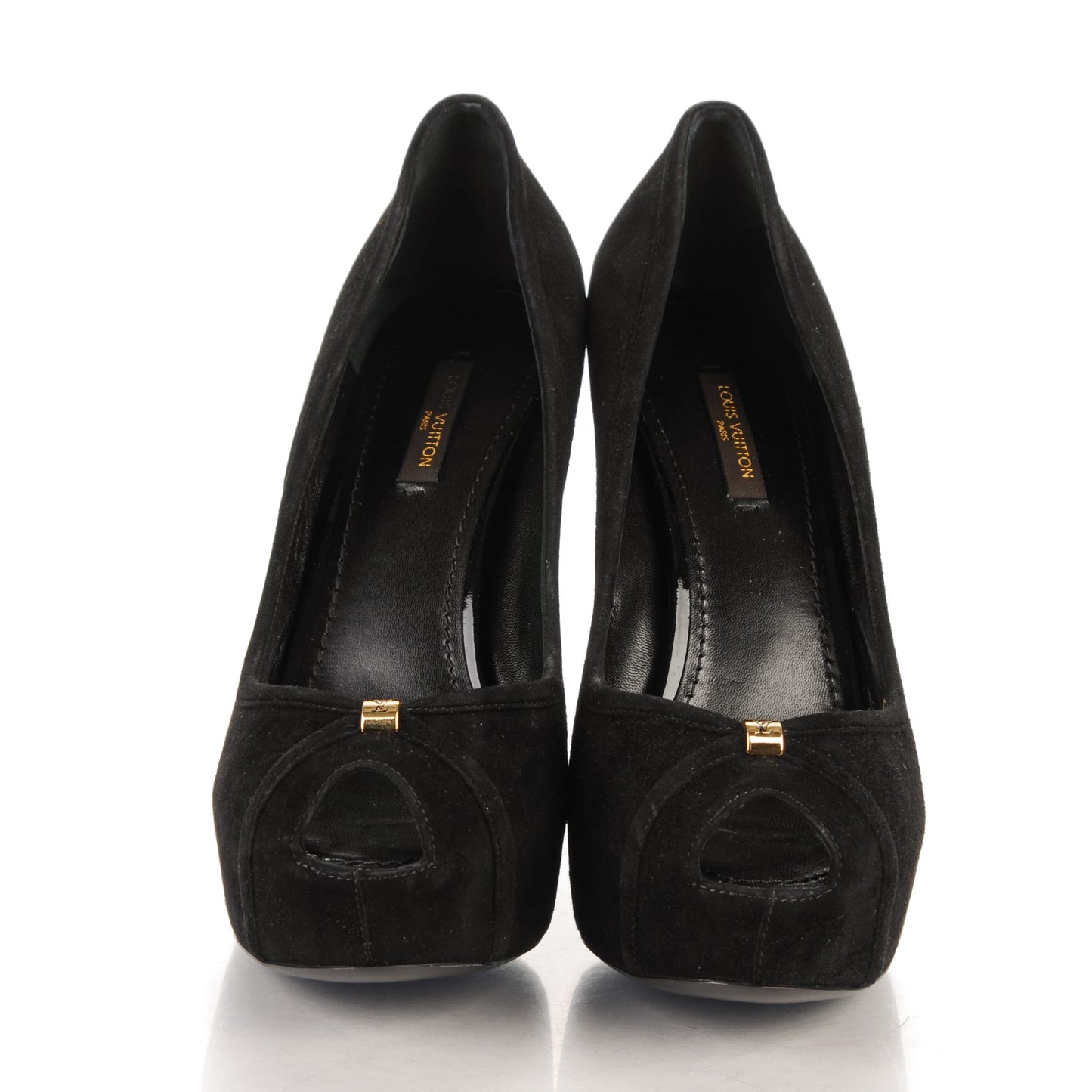 Suede Monogram Kimono Open Toe Pumps 38 Black