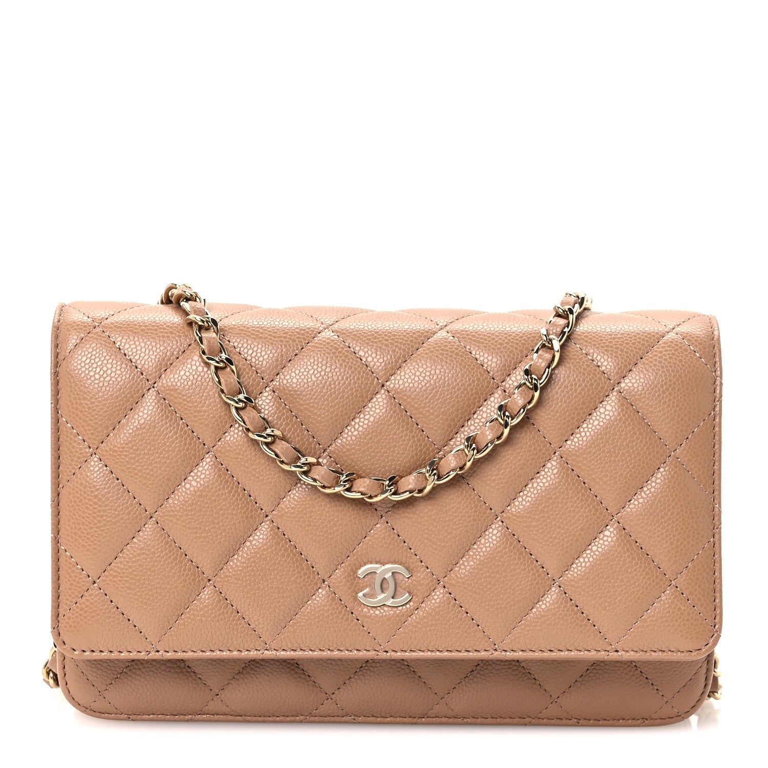 Chanel Caviar Quilted Wallet on Chain WOC Dark Beige 1 of 11