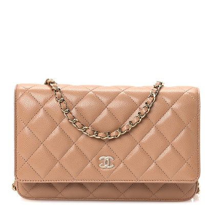 Chanel Caviar Quilted Wallet on Chain WOC Dark Beige 1 of 11