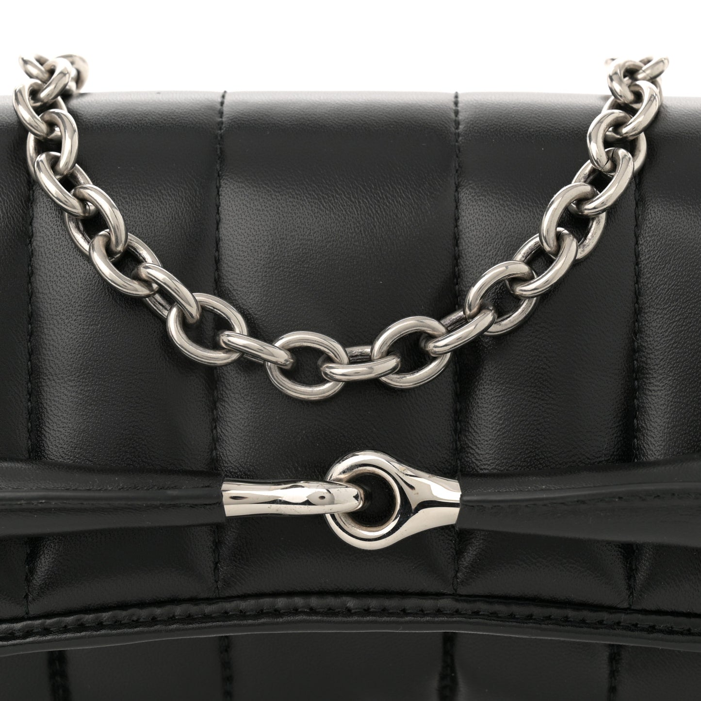 Nappa Vertical Matelasse Medium Maxi Horsebit Chain Shoulder Bag Black