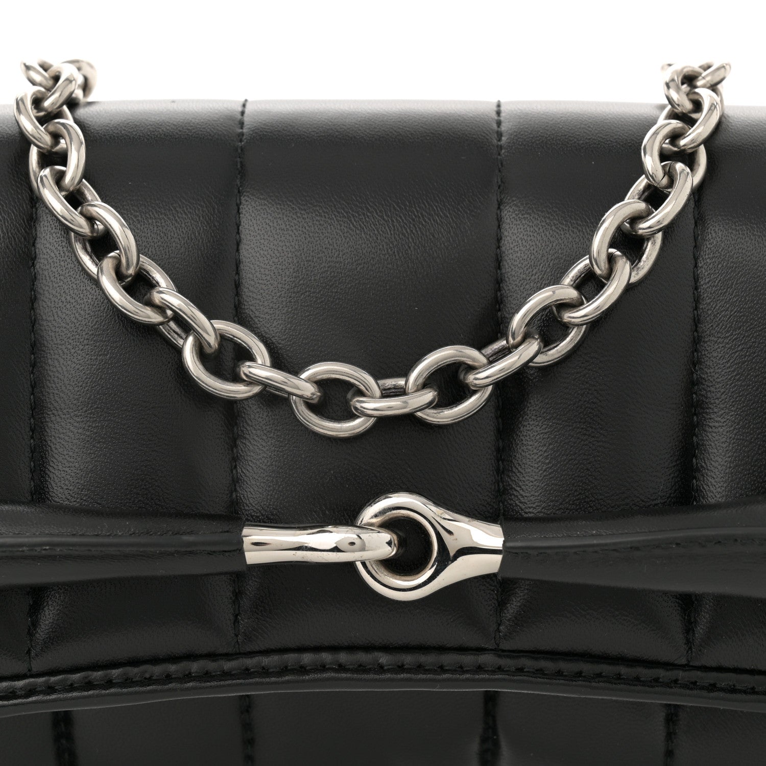 Gucci Nappa Vertical Matelasse Medium Maxi Horsebit Chain Shoulder Bag Black 8 of 12