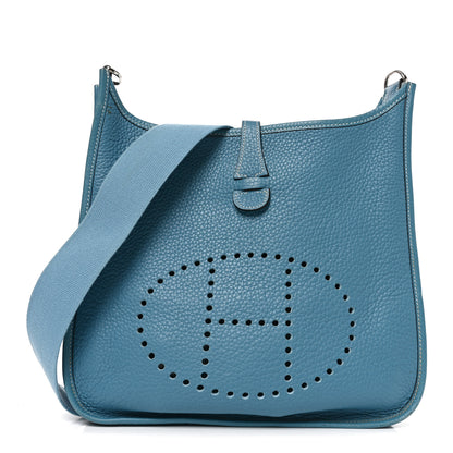Hermes Taurillon Clemence Evelyne PM Blue Jean 1 of 10