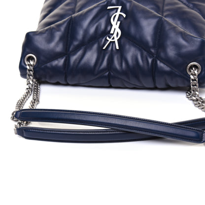 Saint Laurent Lambskin Quilted Small Loulou Puffer Monogram Chain Satchel Navy 24 of 24