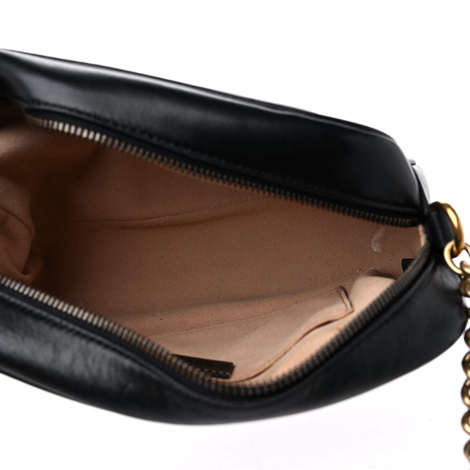 Gucci Calfskin Matelasse Small GG Marmont Chain Shoulder Bag Black 4 of 15