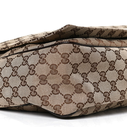 Gucci Monogram Large Flap Messenger Bag Beige Dark Brown 9 of 10