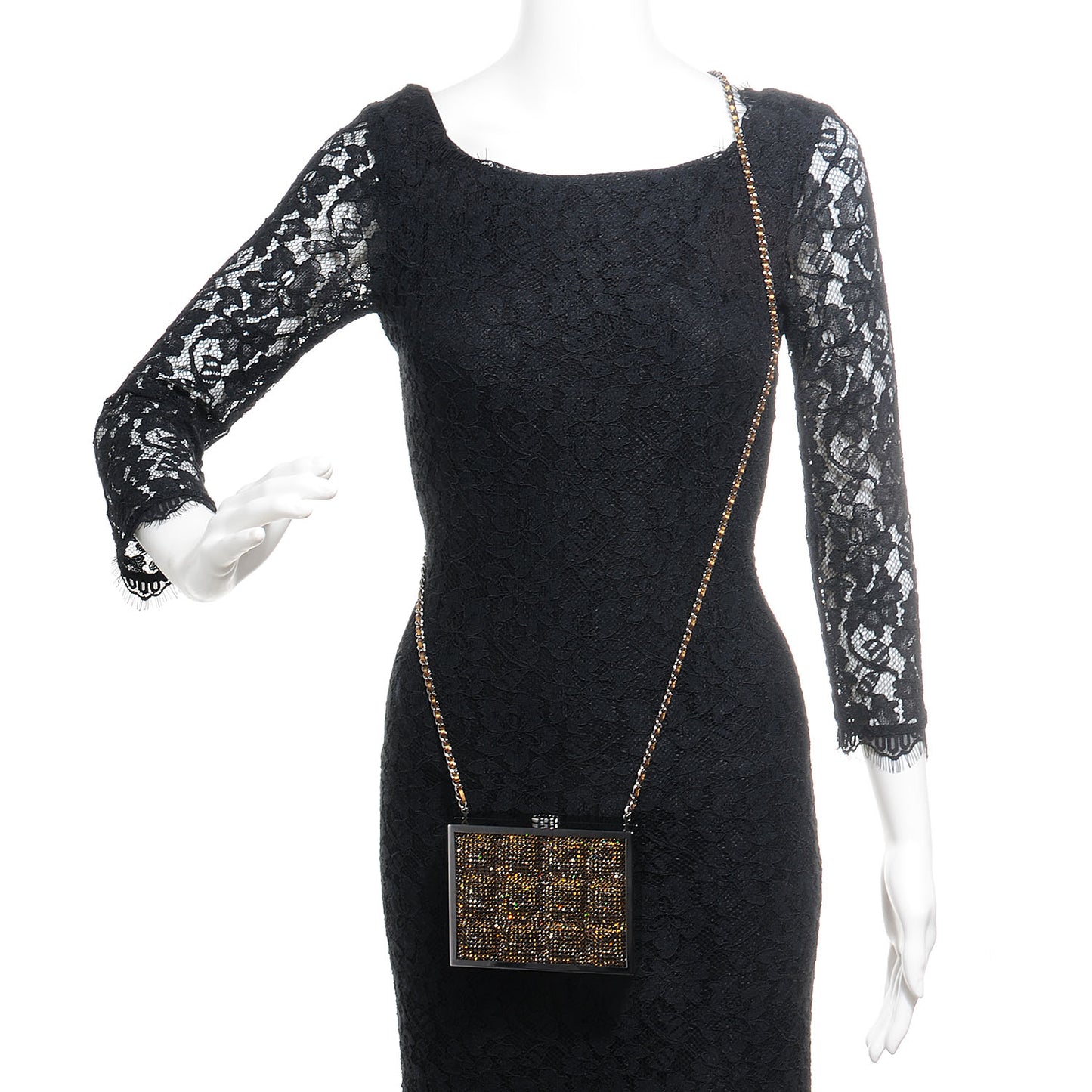 Crystal Square Quilted Box Clutch Bronze