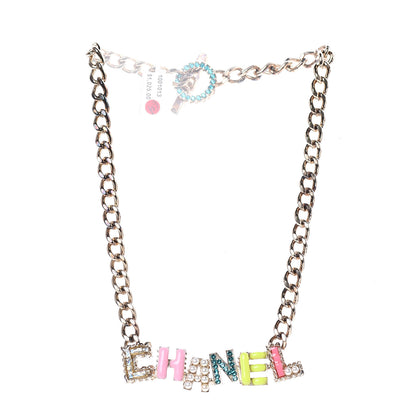 Chanel Crystal Enamel Pearl CC Logo Chain Choker Gold Multicolor 4 of 7