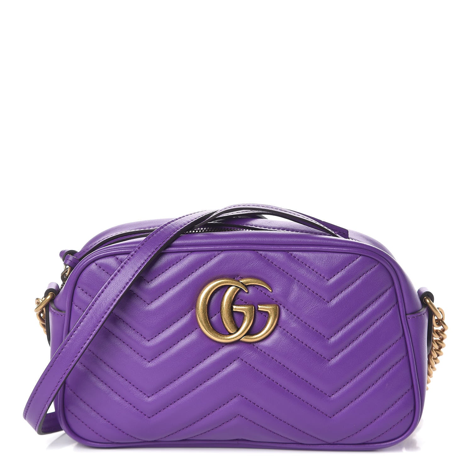 Gucci Calfskin Matelasse Small GG Marmont Chain Shoulder Bag Shine Purple 1 of 11