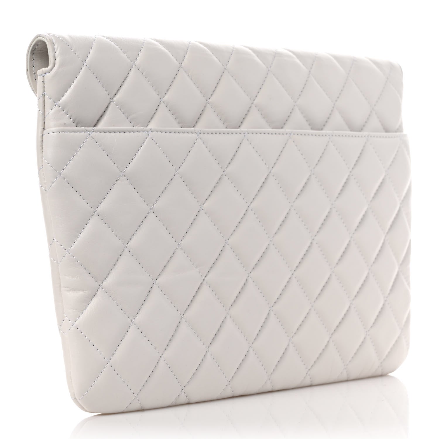 Chanel Calfskin Quilted Enchained Clutch White 3 of 7