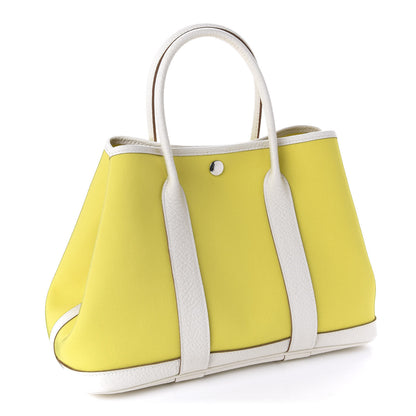 Hermes Toile Officier Vache Country Garden Party 30 TPM Lime White 3 of 11