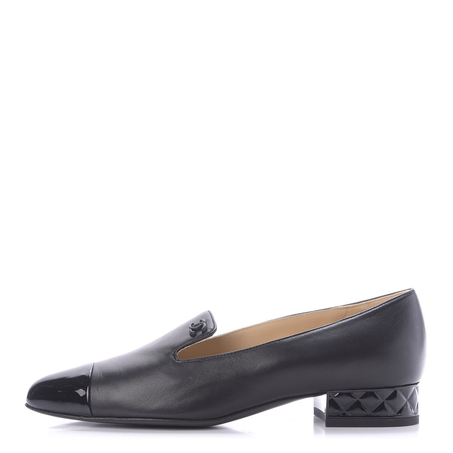 Chanel Lambskin Patent CC Cap Toe Mocassin Loafer 36 Black 1 of 10