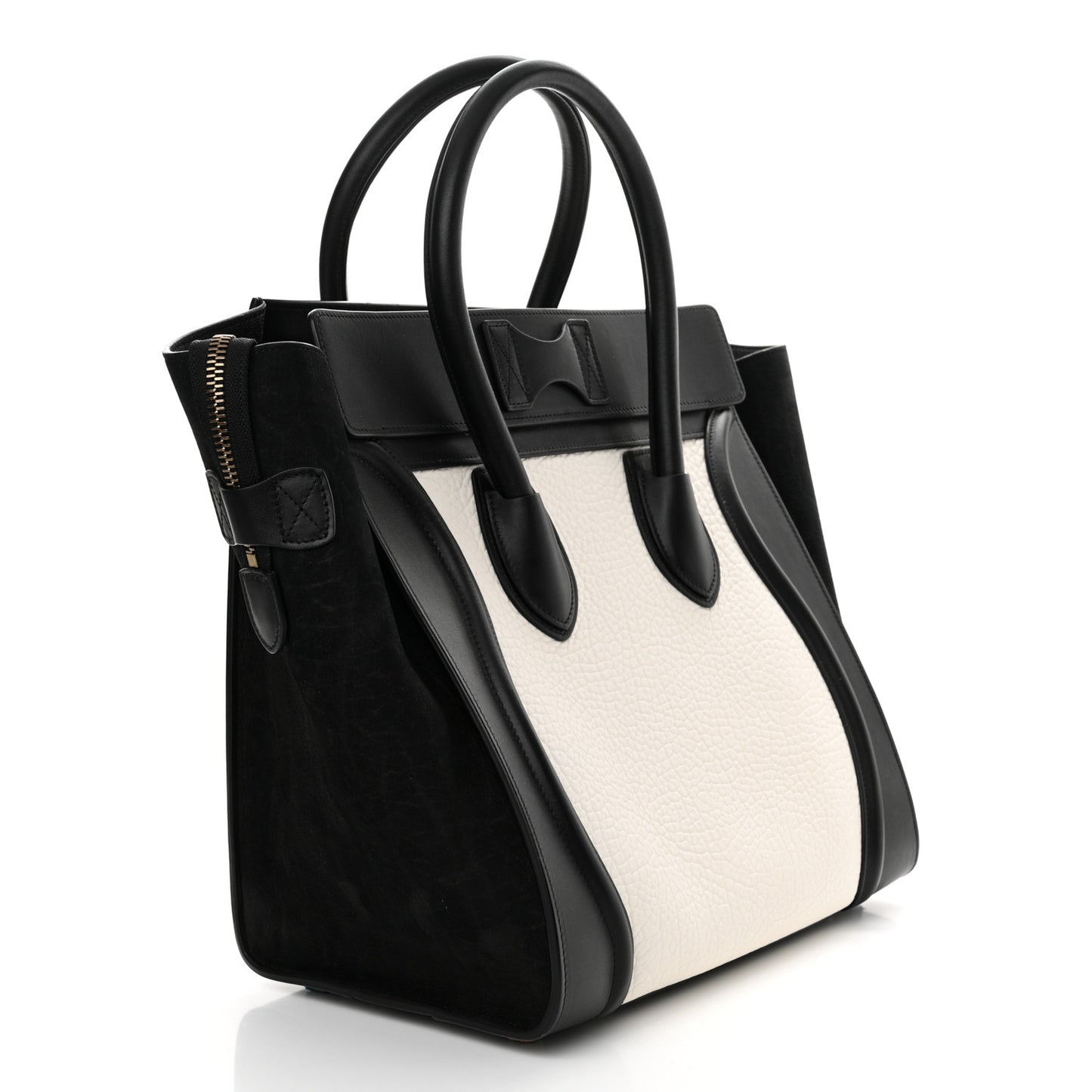 Bullhide Calfskin Nubuck Mini Bi-Color Luggage Black White