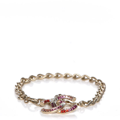 Chanel Baguette Crystal CC Bracelet Gold Fuchsia Purple 1 of 8