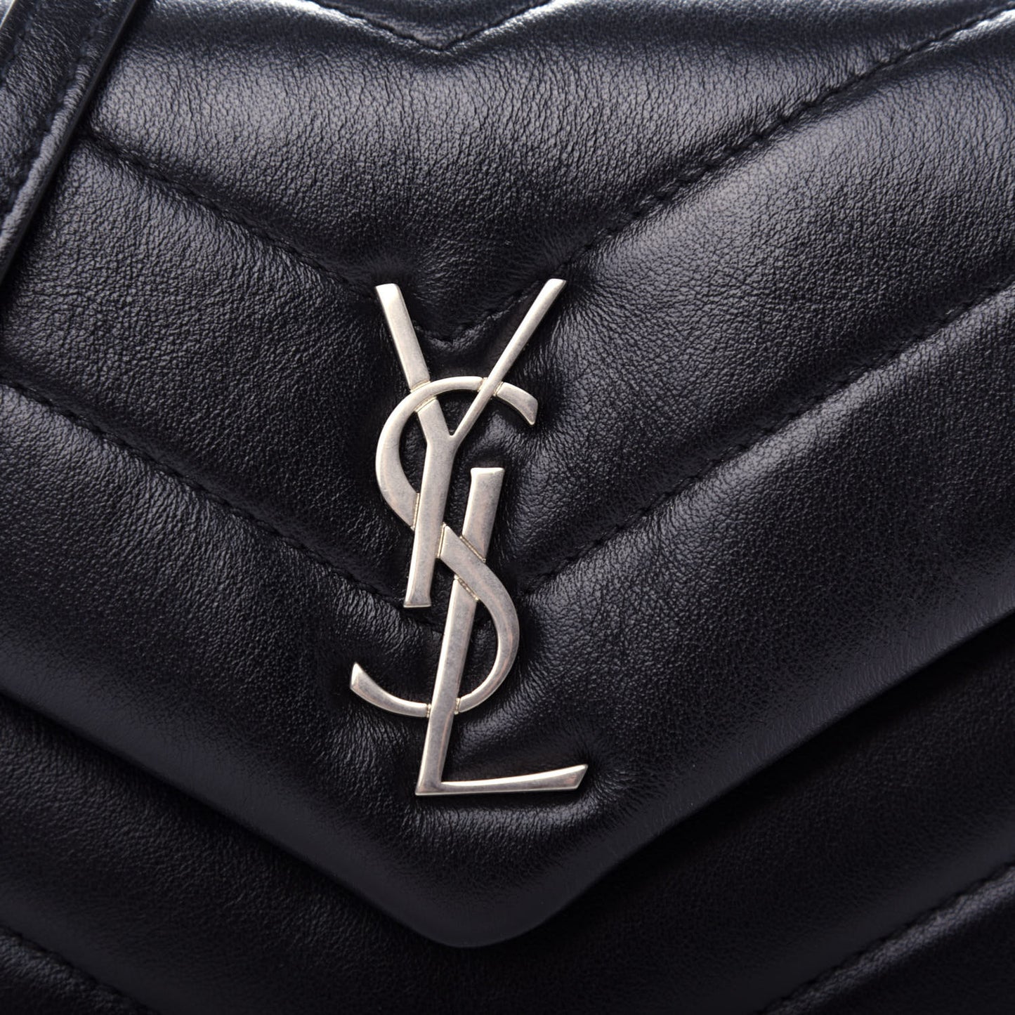Calfskin Y Quilted Monogram Toy Loulou Crossbody Bag Black