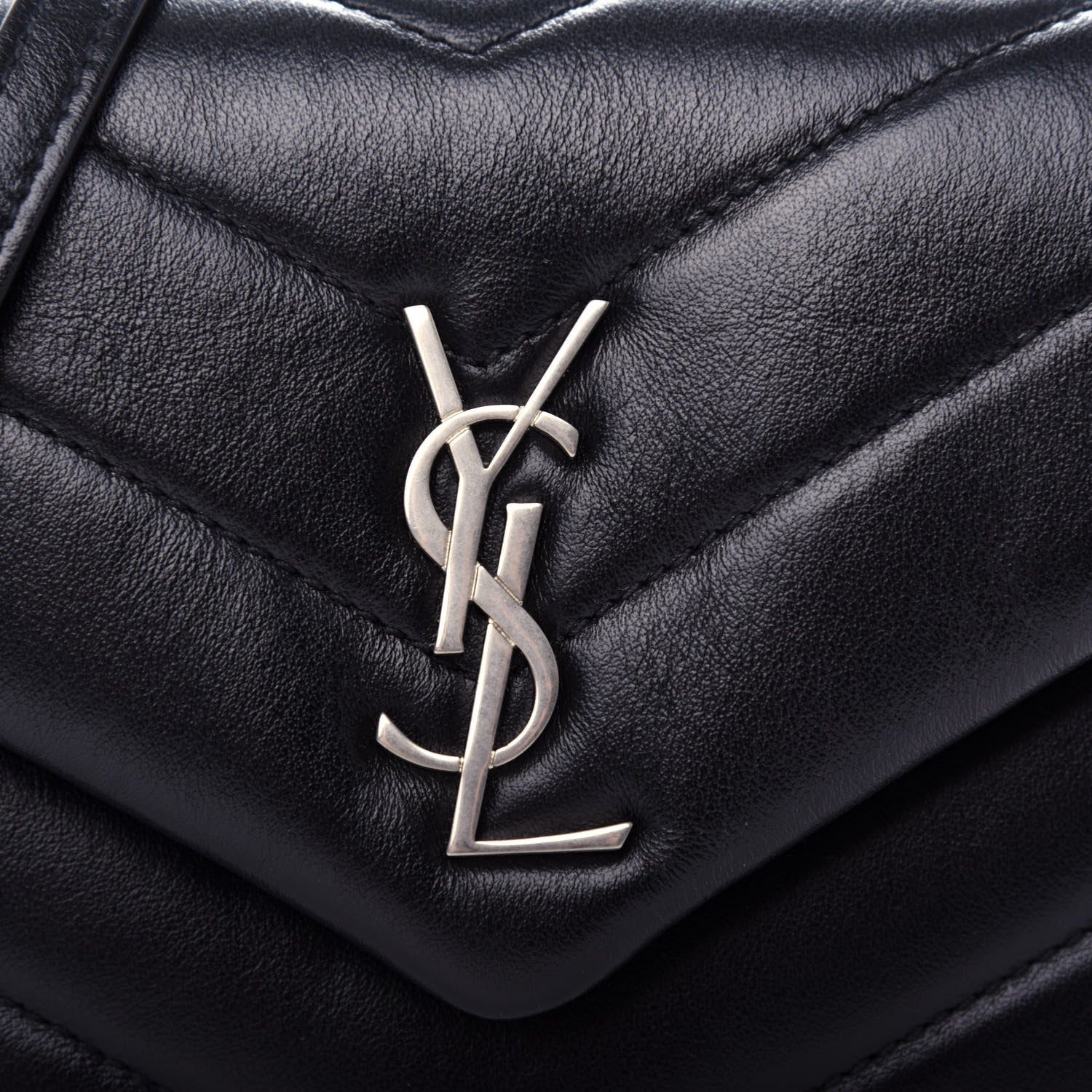 Saint Laurent Calfskin Y Quilted Monogram Toy Loulou Crossbody Bag Black 12 of 13