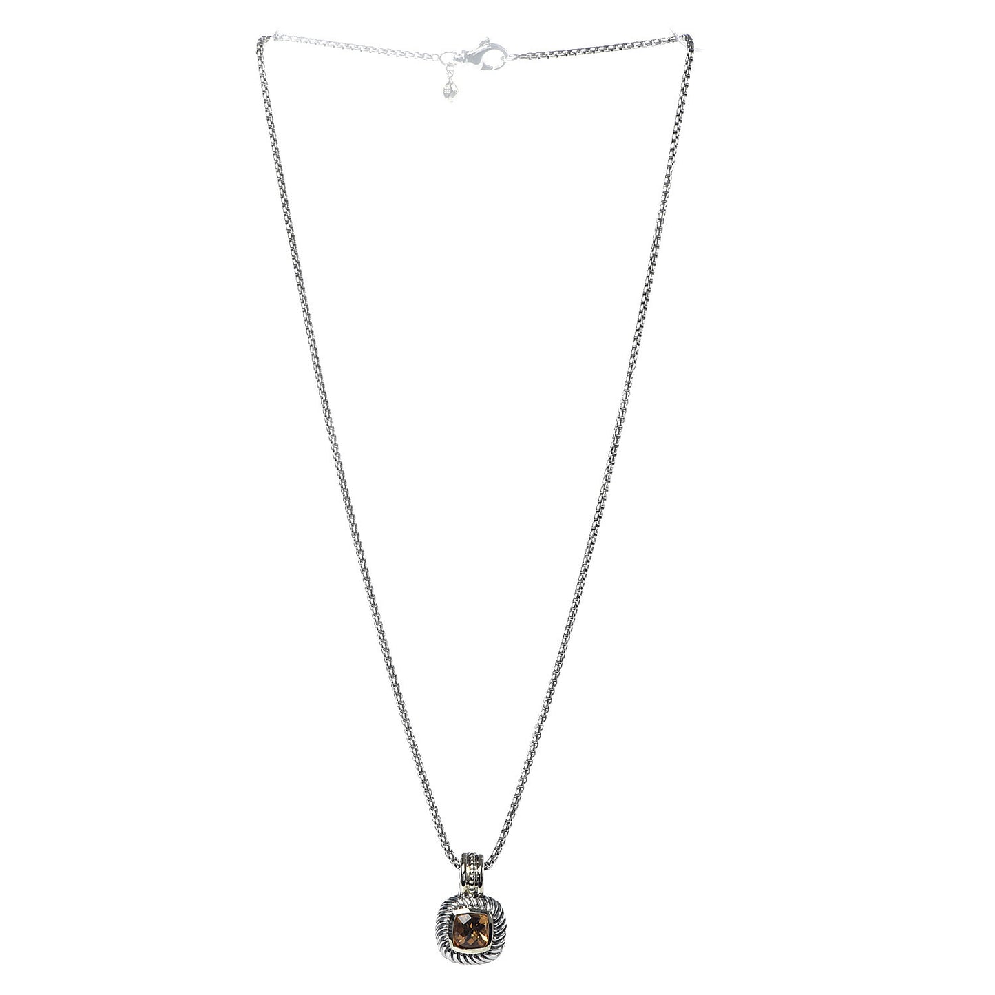 Sterling Silver 14K Yellow Gold Citrine 7mm Albion Enhancer Pendant Necklace
