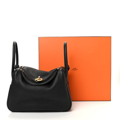 Hermes Taurillon Clemence Lindy 26 Black 10 of 10