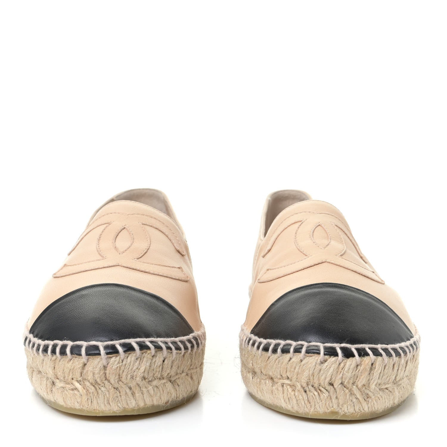 Chanel Lambskin CC Espadrilles 40 Beige Black 2 of 6