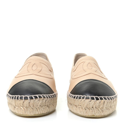 Chanel Lambskin CC Espadrilles 40 Beige Black 2 of 6