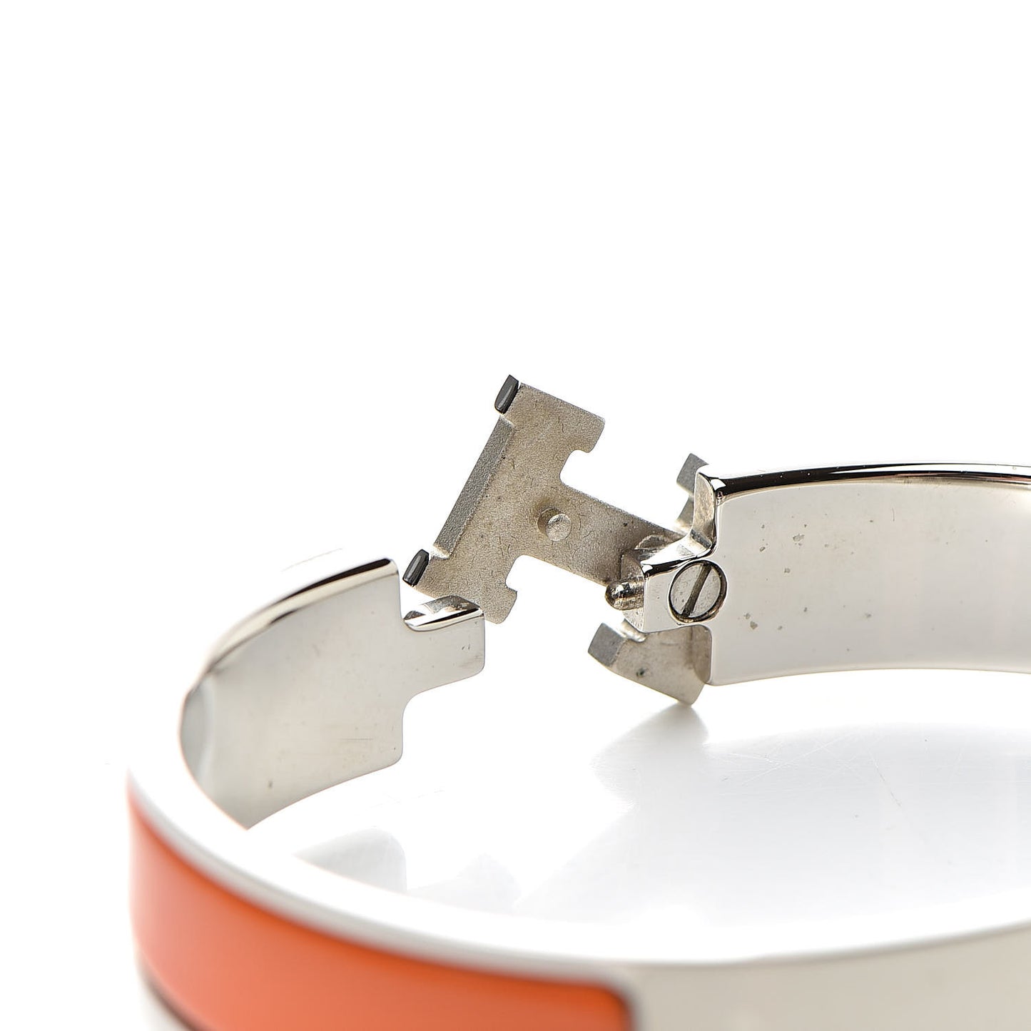 Enamel Narrow Clic Clac H Bracelet GM Orange White
