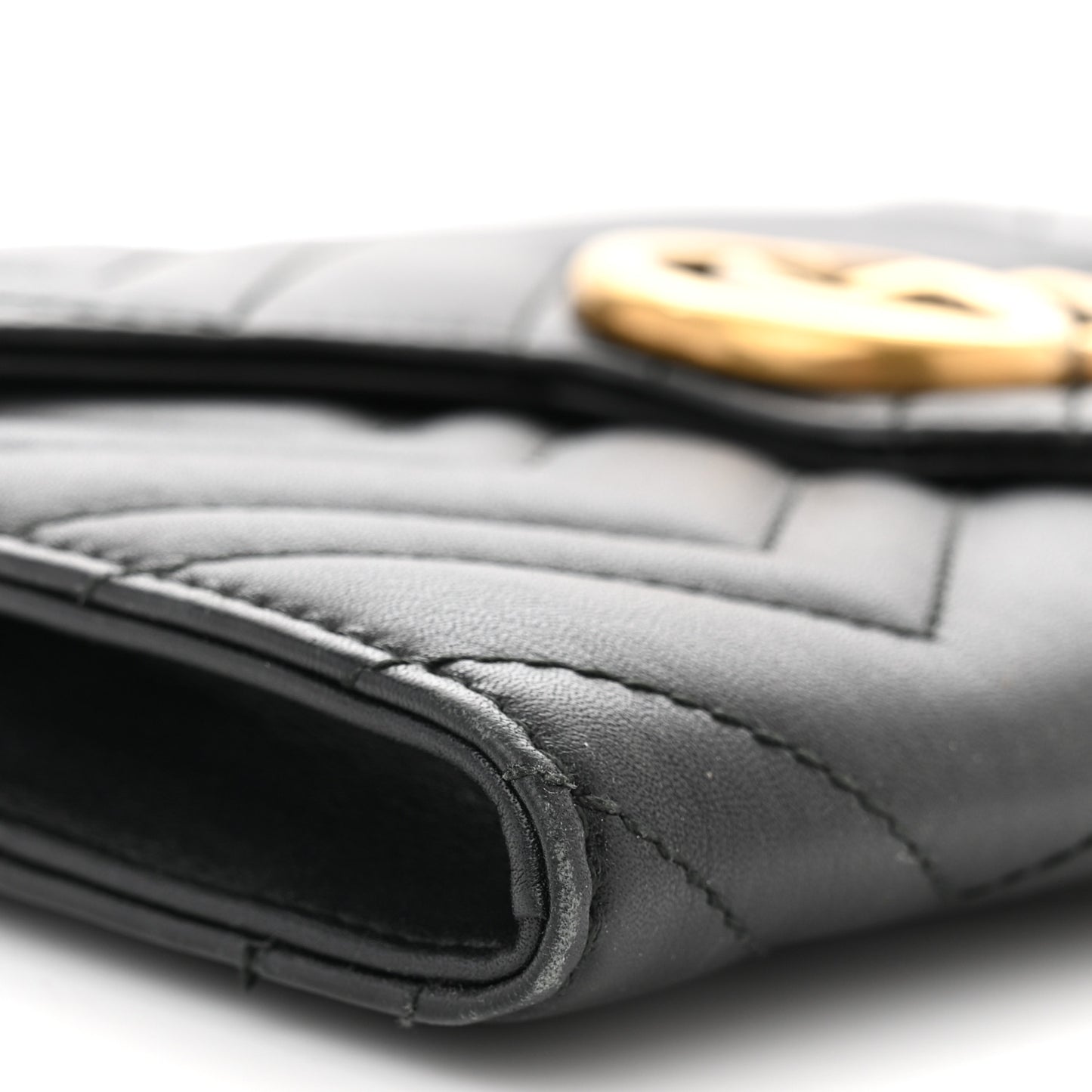 Calfskin Matelasse Mini GG Marmont Chain Wallet Black
