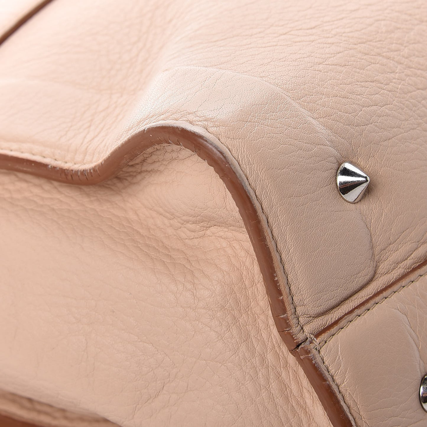 Grained Calfskin Medium Shark Lock Satchel Nude
