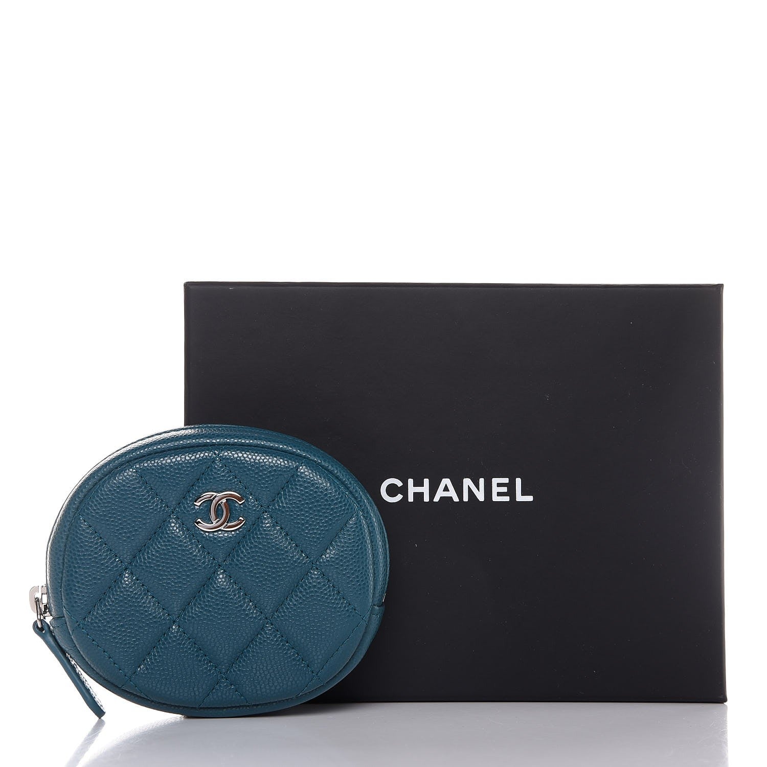 Chanel Caviar Quilted Zip Around Classic Coin Purse Dark Turquoise 8 of 8