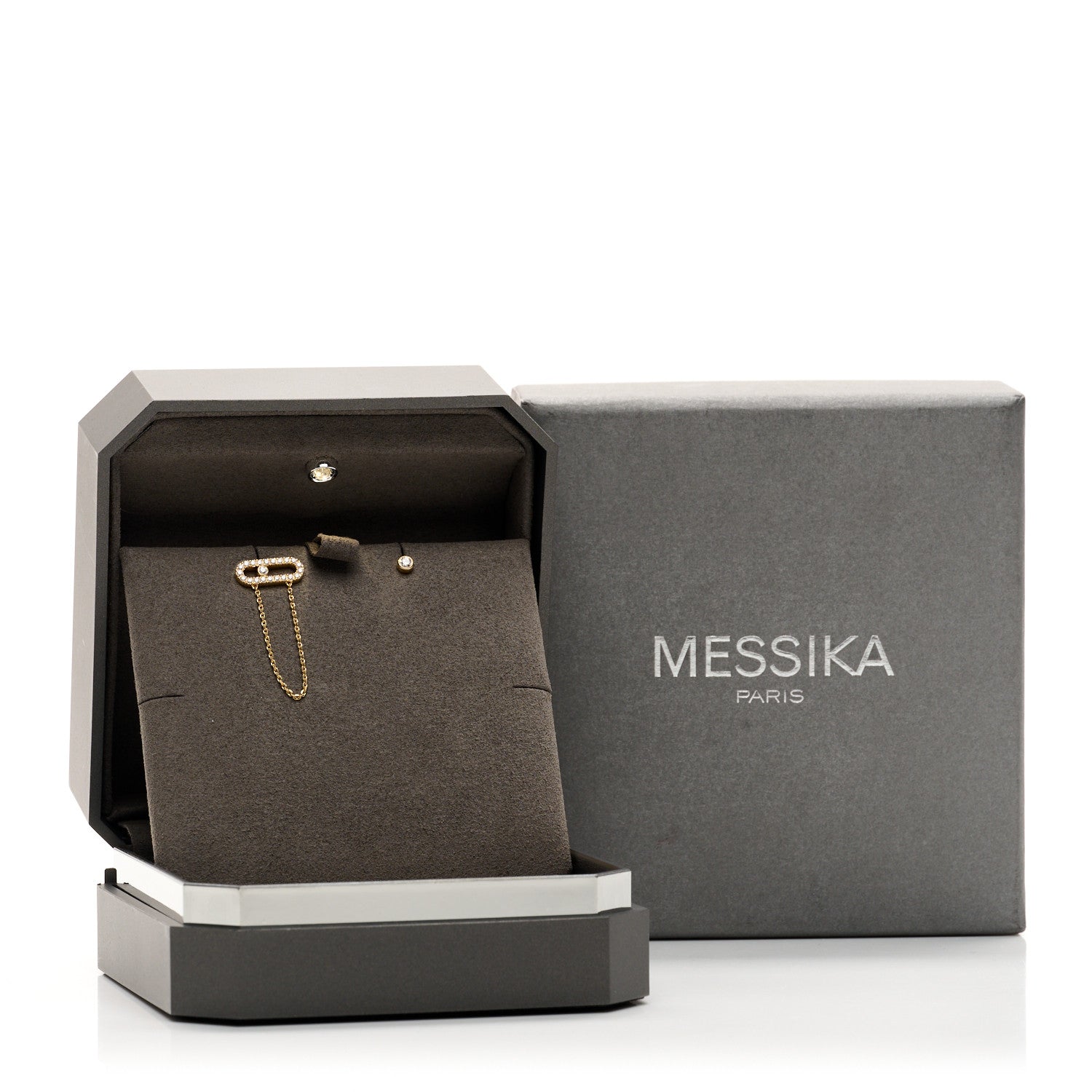 Messika 18K Yellow Gold Diamond Move Uno Chain and Stud Earrings 5 of 5