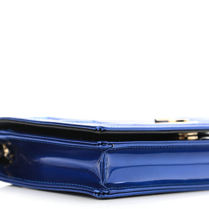 Christian Dior Metallic Patent Micro-Cannage Diorama Wallet on Chain Pouch Mirror Blue 9 of 11