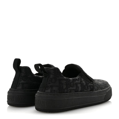 Christian Dior Shiny Technical Fabric Oblique Embroidered Womens Solar Slip On Sneakers 37.5 Black 5 of 9
