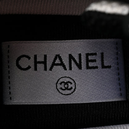 Chanel Mesh Suede Calfskin Grained Calfskin Womens CC Sneakers 37.5 White Black 7 of 10