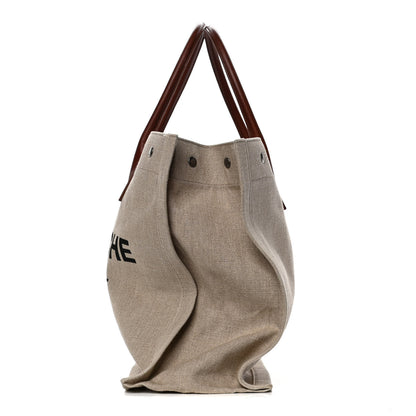 Saint Laurent Linen Calfskin Rive Gauche Tote Tan 9 of 17