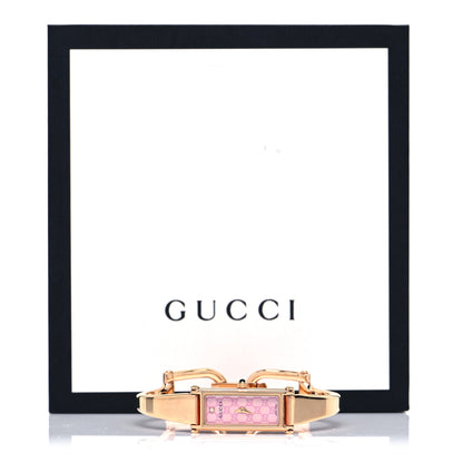 Gucci Stainless Steel Diamond Pink Mother of Pearl 12mm 1500L Horsebit Quartz Watch 5 of 5