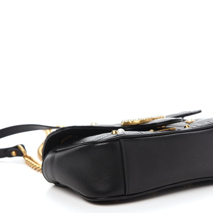 Gucci Calfskin Matelasse Studded Mini Pearly GG Marmont Shoulder Bag Black 6 of 12