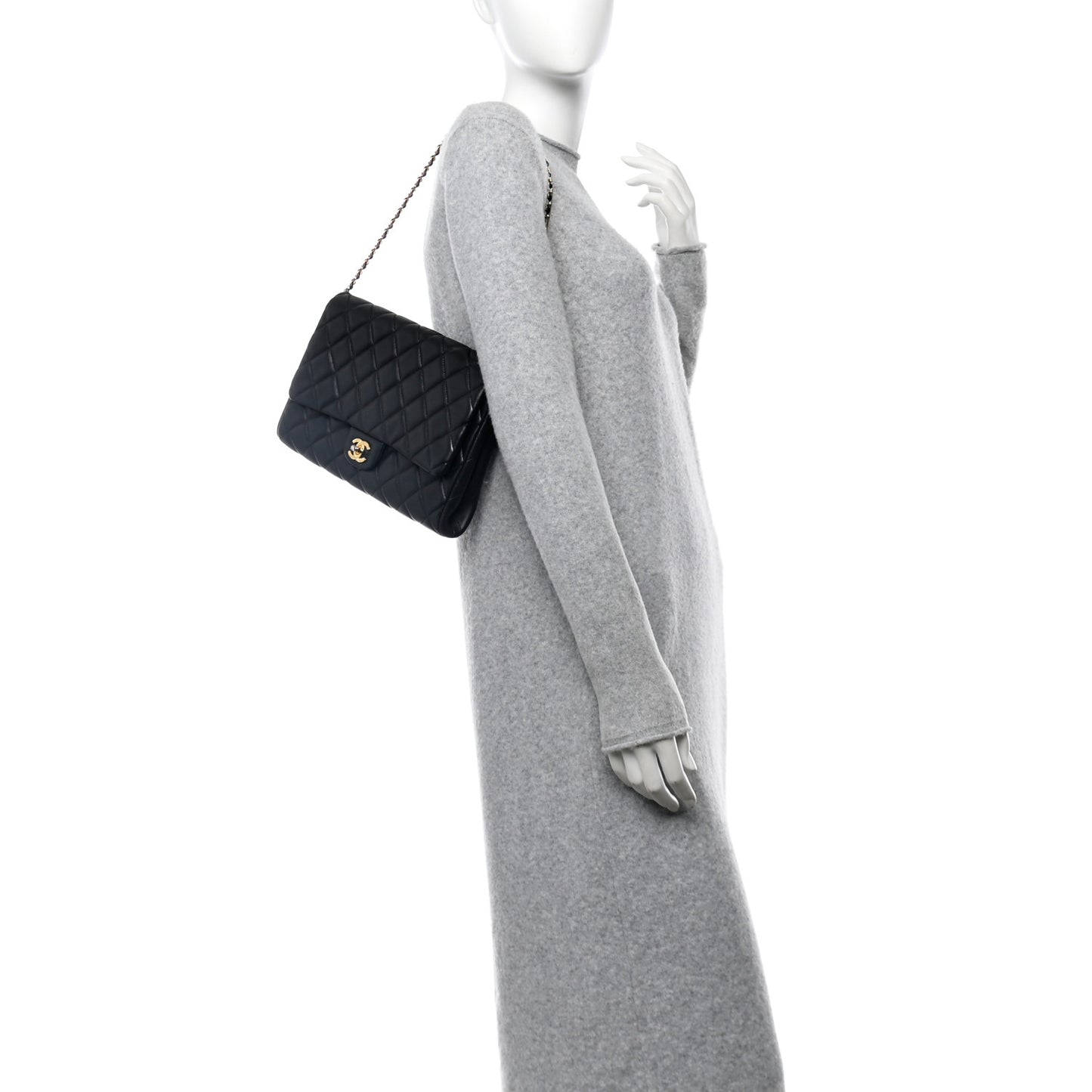 Lambskin Quilted Clutch With Chain Flap Black