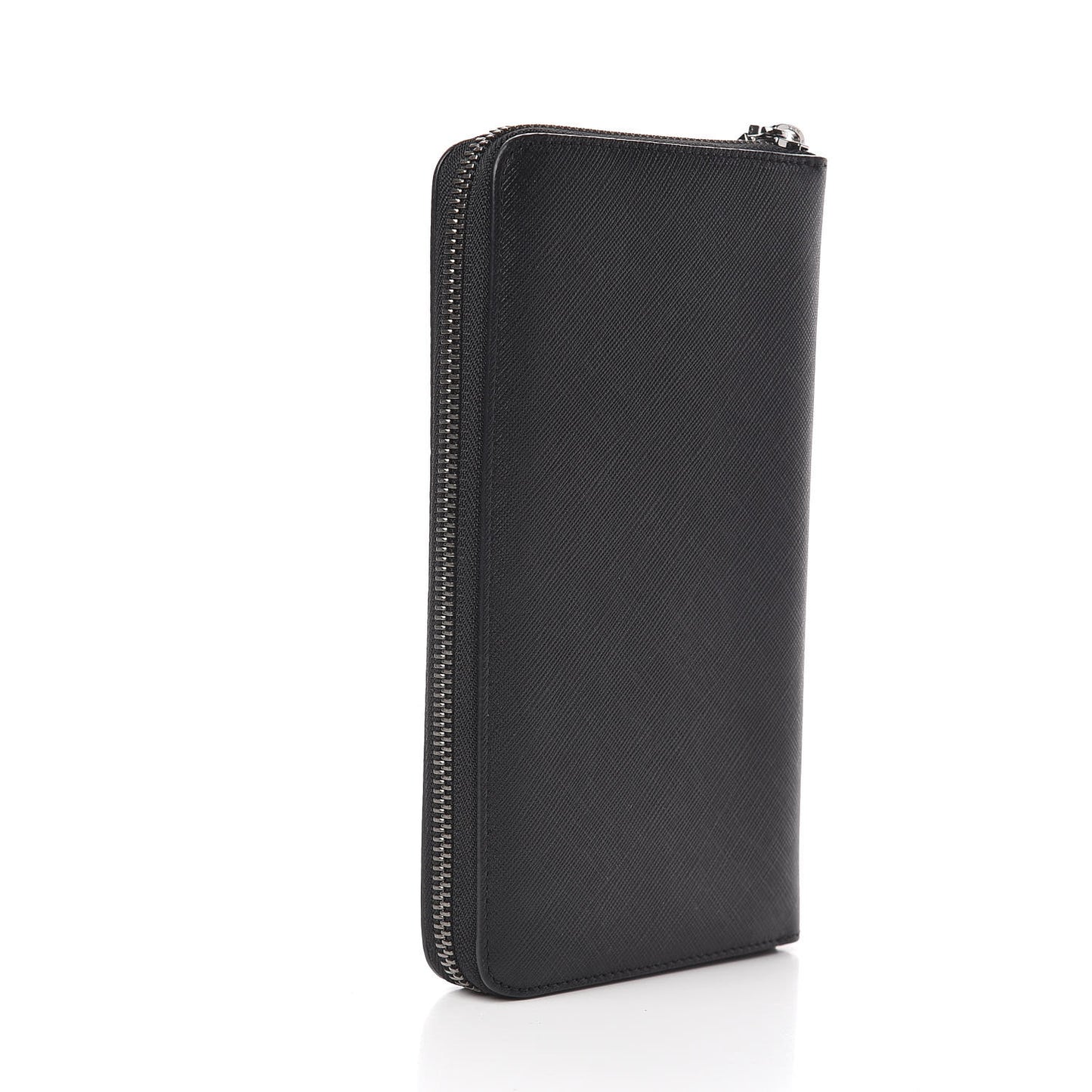 Saffiano Calfskin Zip Around Organizer Wallet Black