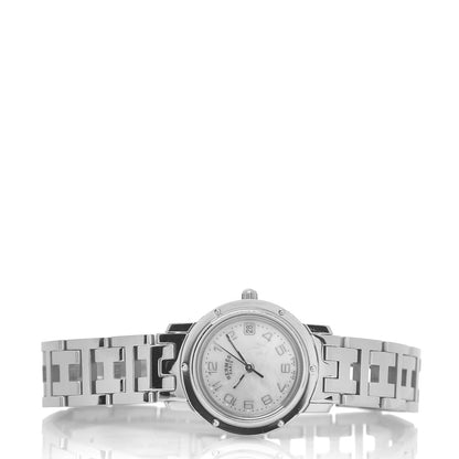 Hermes Stainless Steel Mother of Pearl 24mm Clipper Quartz Watch 2 of 5