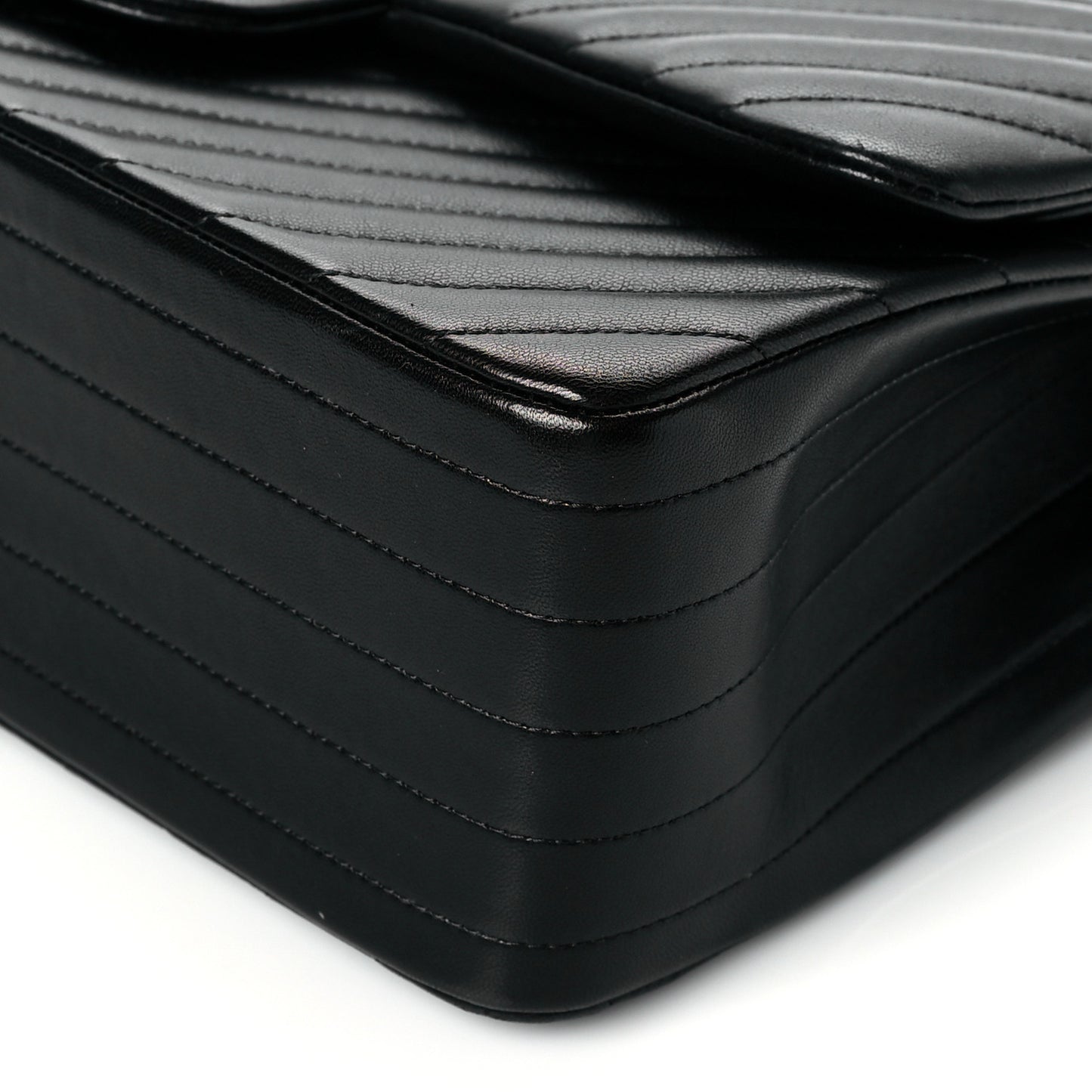 Lambskin Chevron Quilted Jumbo Double Flap So Black