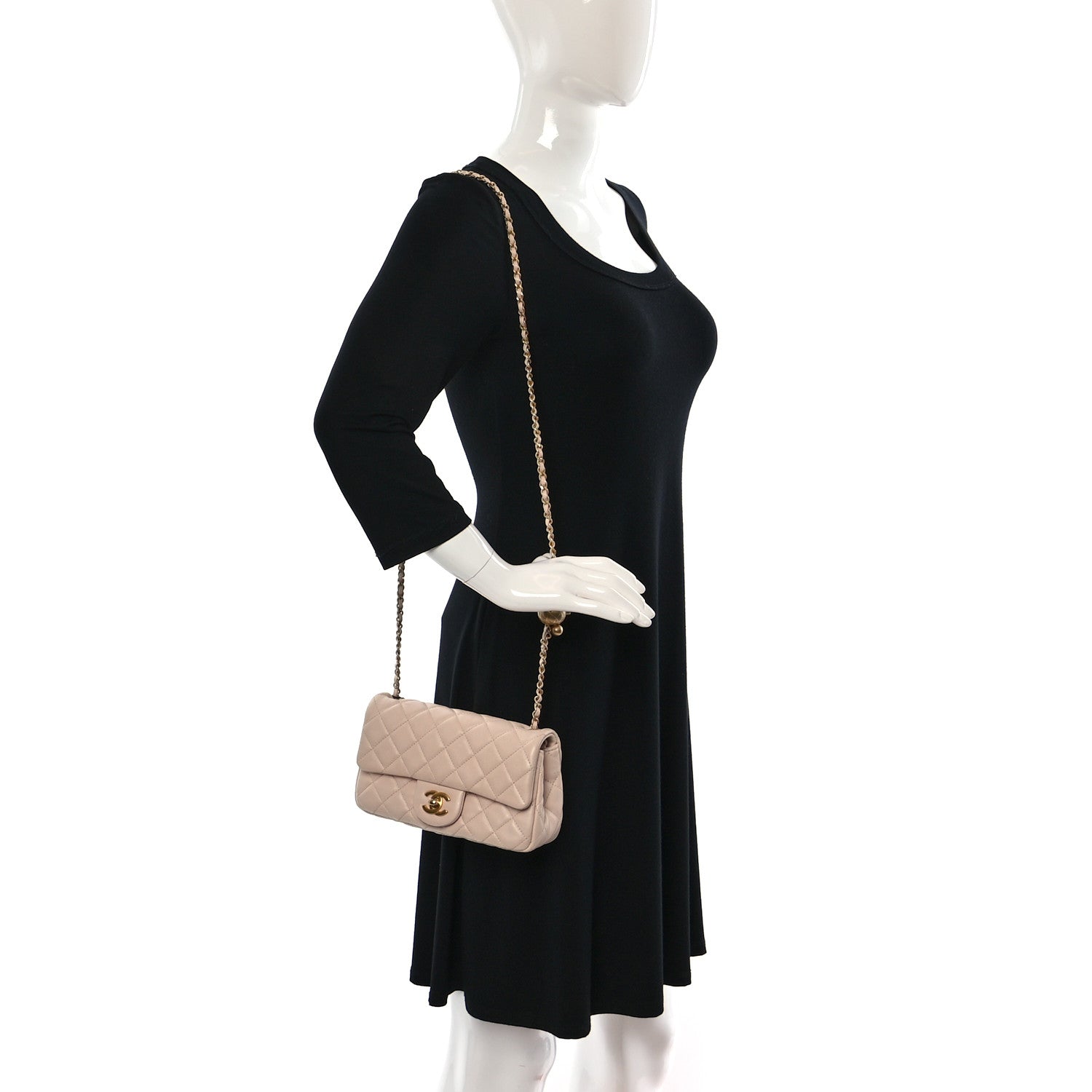 Chanel Lambskin Quilted Mini Rectangular Pearl Crush Flap Light Beige 2 of 12