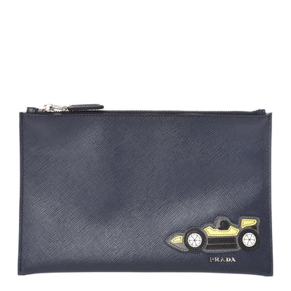 Prada Saffiano Race Car Flat Pouch Baltico 1 of 11